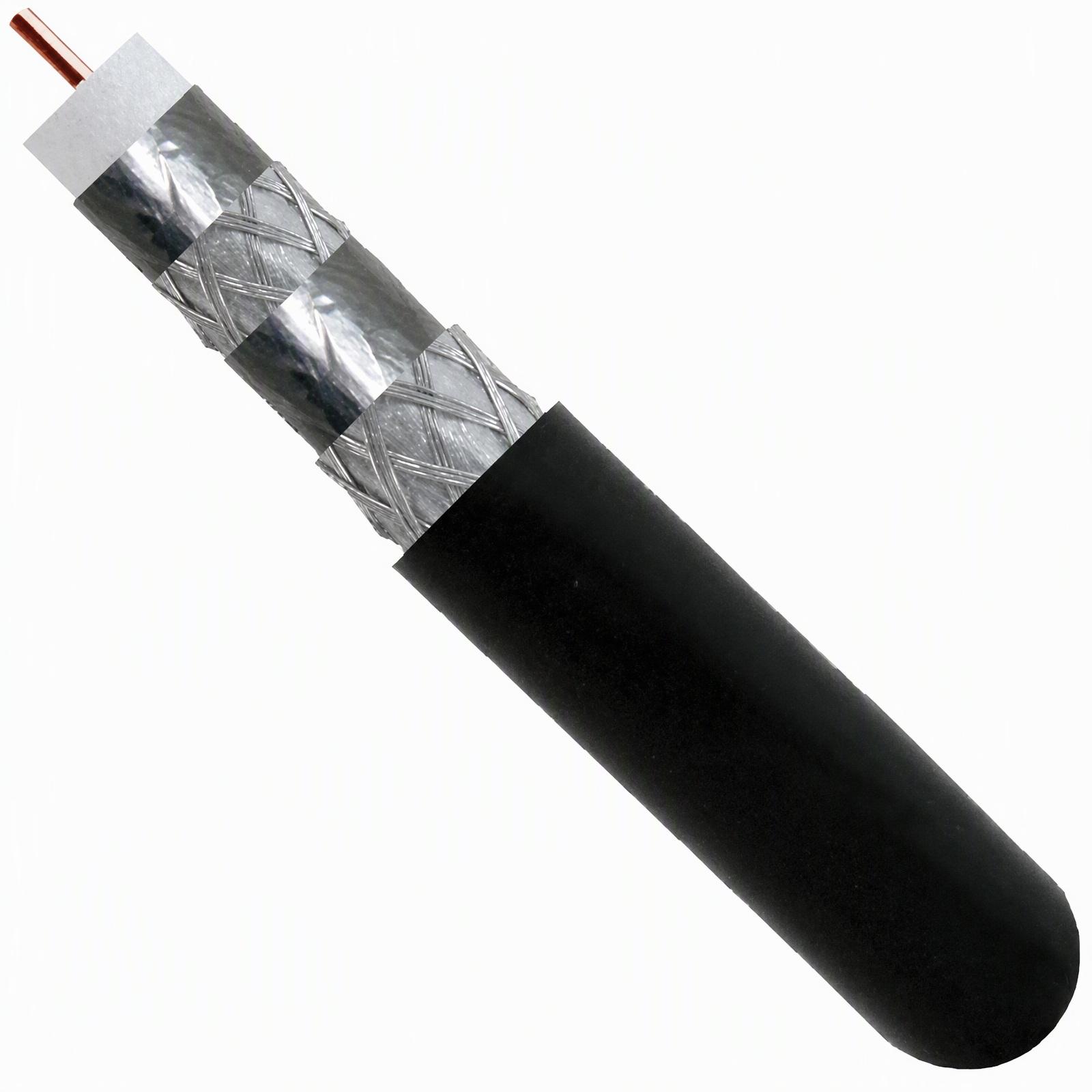 RG6 Quad Shield Coaxial Cable – 1000ft, 18AWG CCS, Black Pull Box