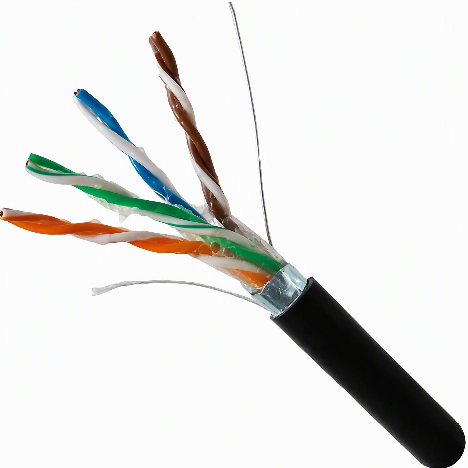 1000ft CAT5E CMXF Direct Burial Gel-Filled Core Shielded Solid Bare Copper, LLDPE Jacket – Black, Wooden Spool